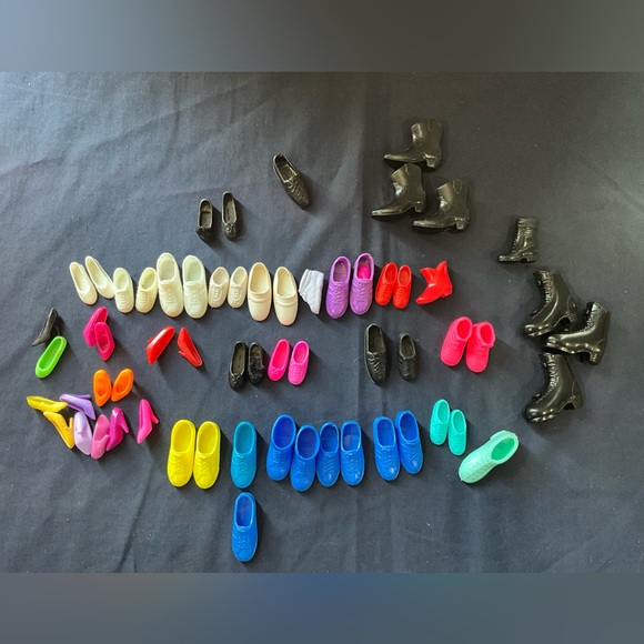Vintage Lot of 20 Pairs Barbie Ken Doll Shoes Heels Sneakers Boots Plus Extras - Picture 1 of 9